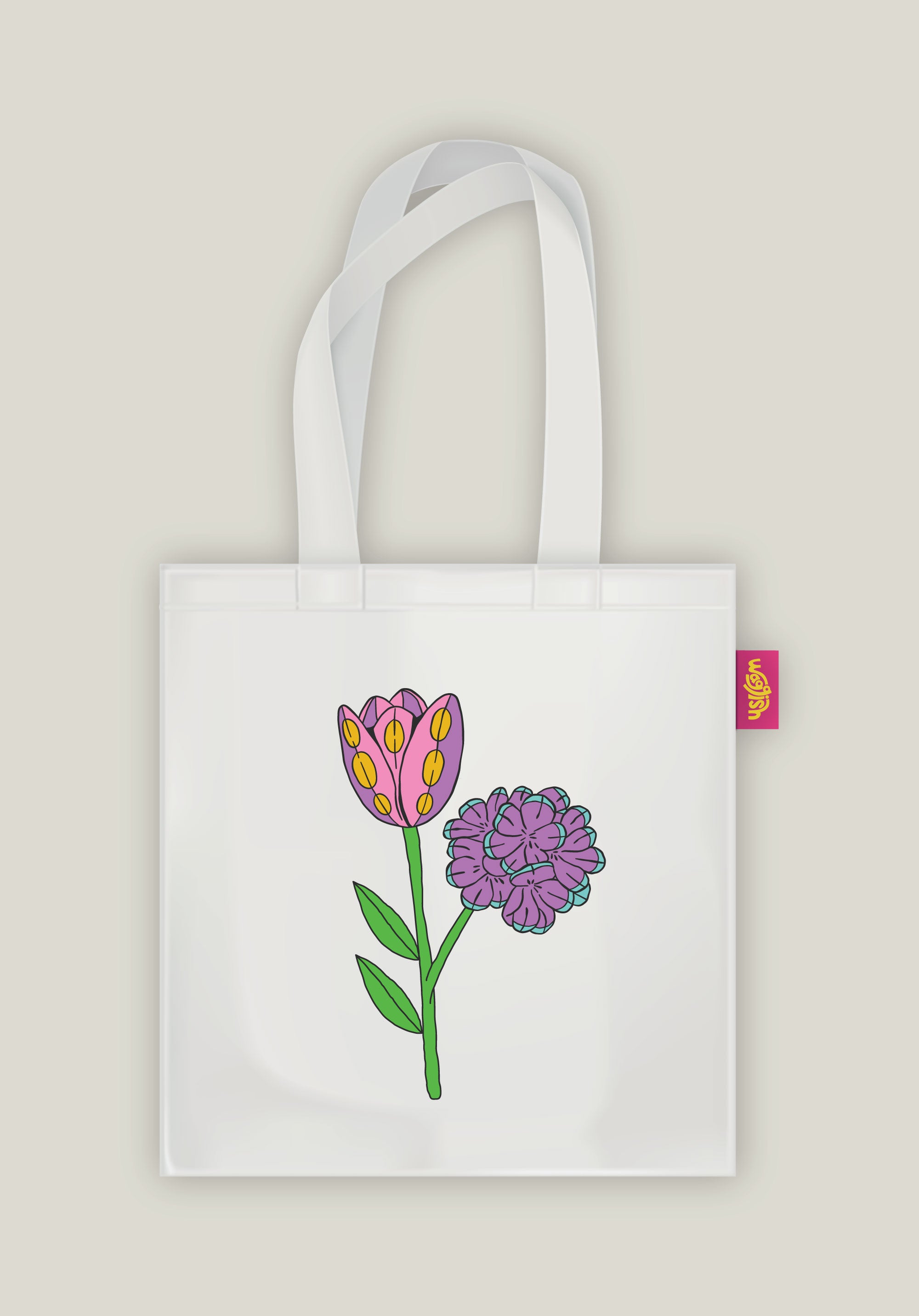 Flower Months White Tote Bag Printed