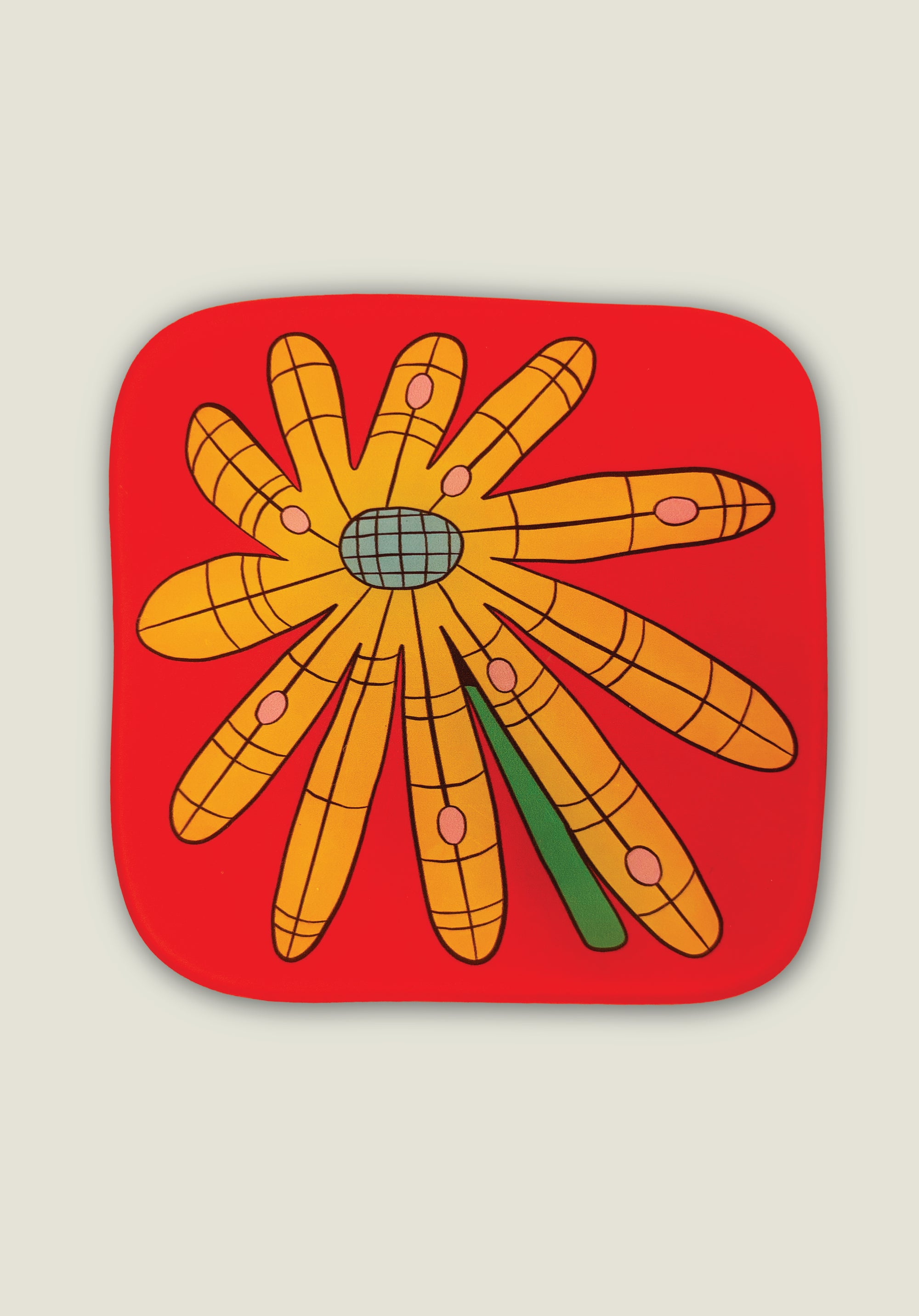 Yellow Flower on Orange Coaster