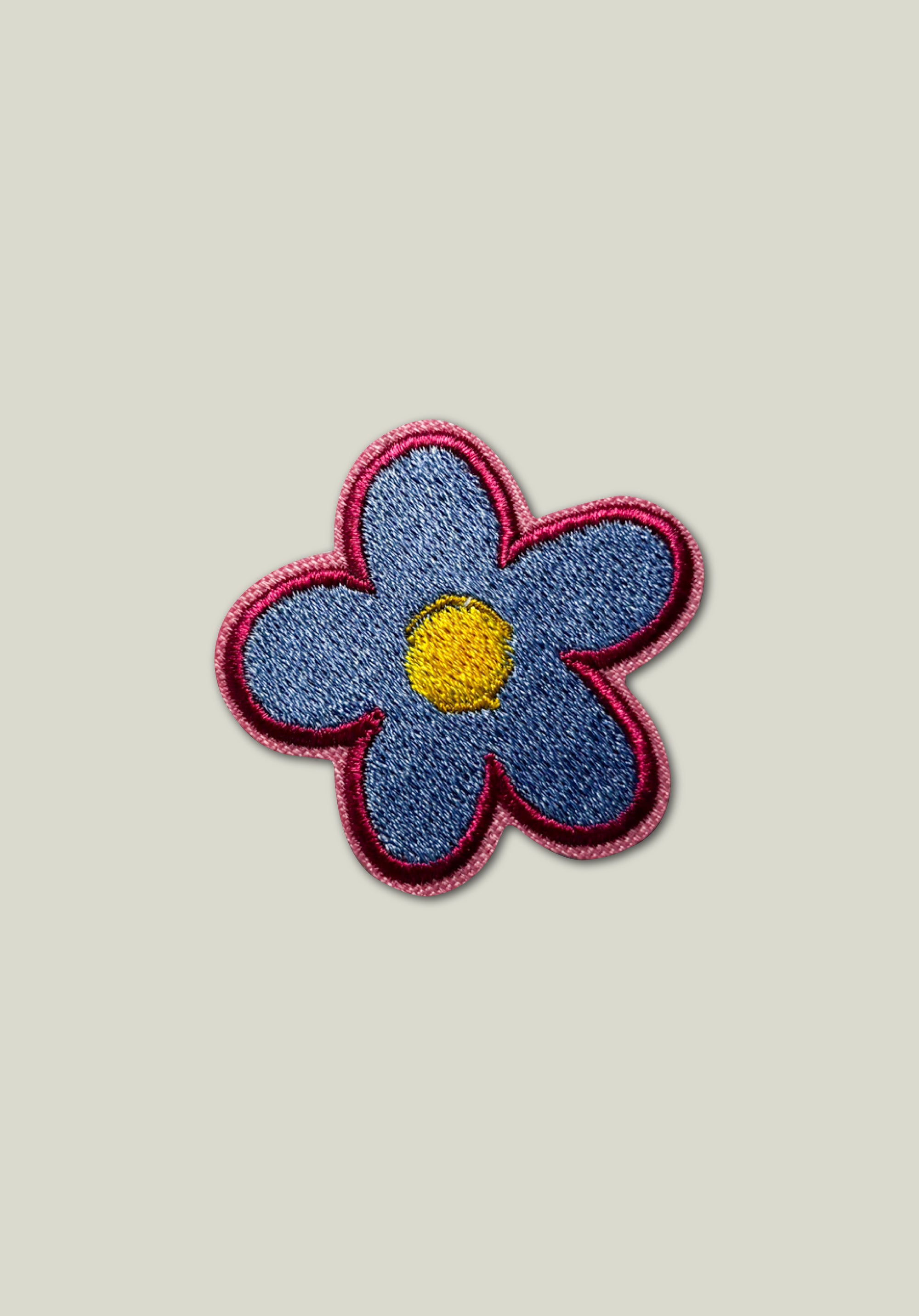 Blue Flower Embroidered Patch