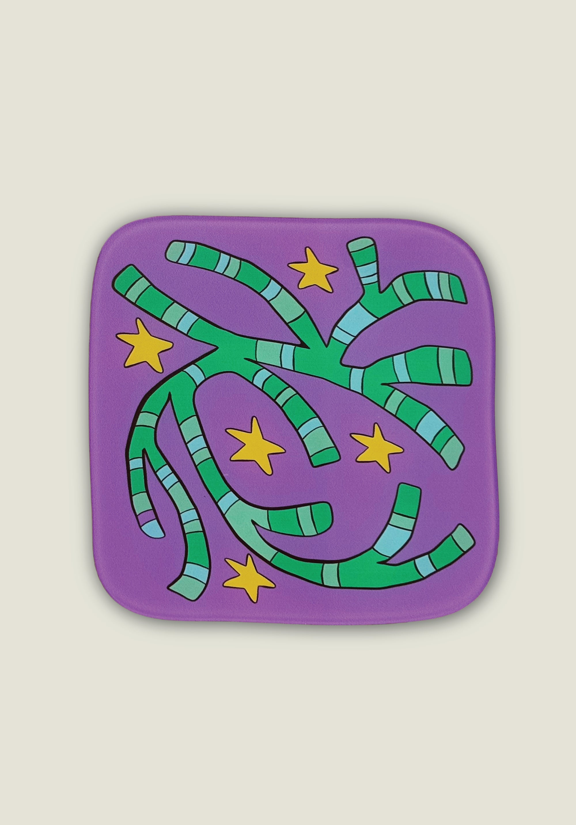Green Branch on Purple Coaster